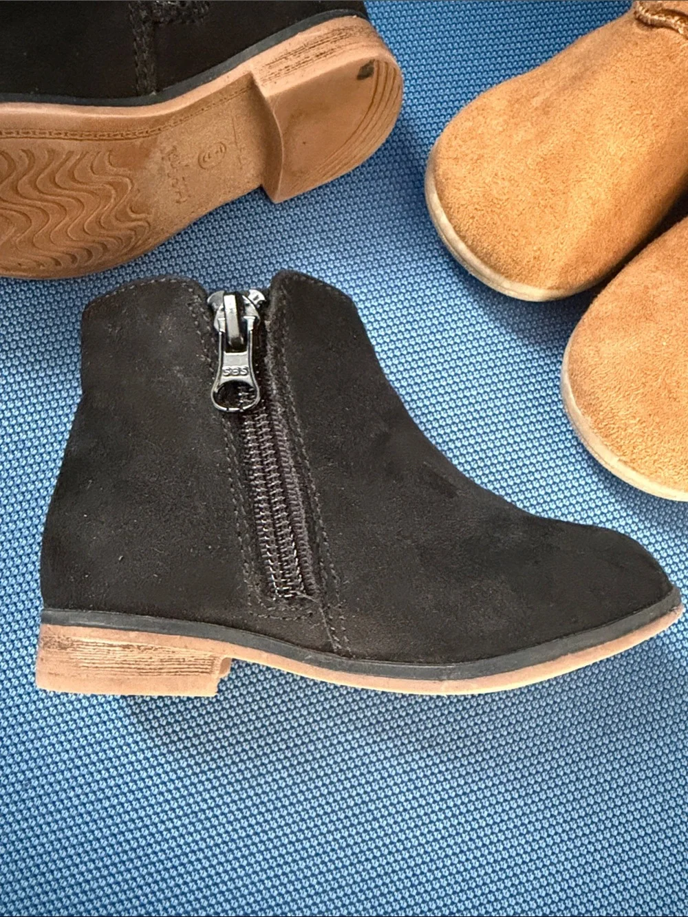 Toddler black Ankle Boots size 6 & Tan Boots size 5 set